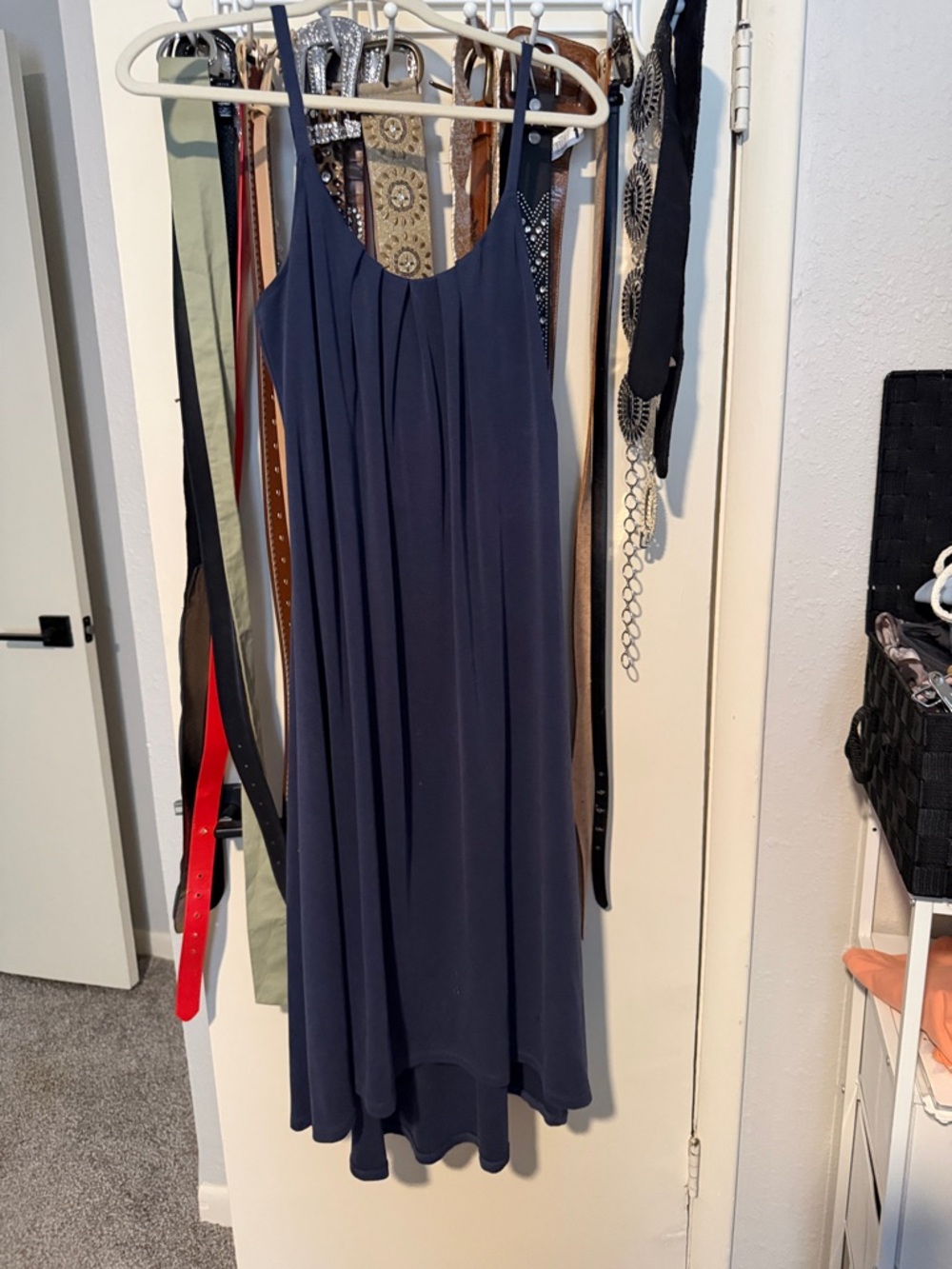 Calvin Klein Navy High-Low Slip Dress
